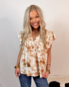 Spring Fling Floral Scalloped Detail Blouse