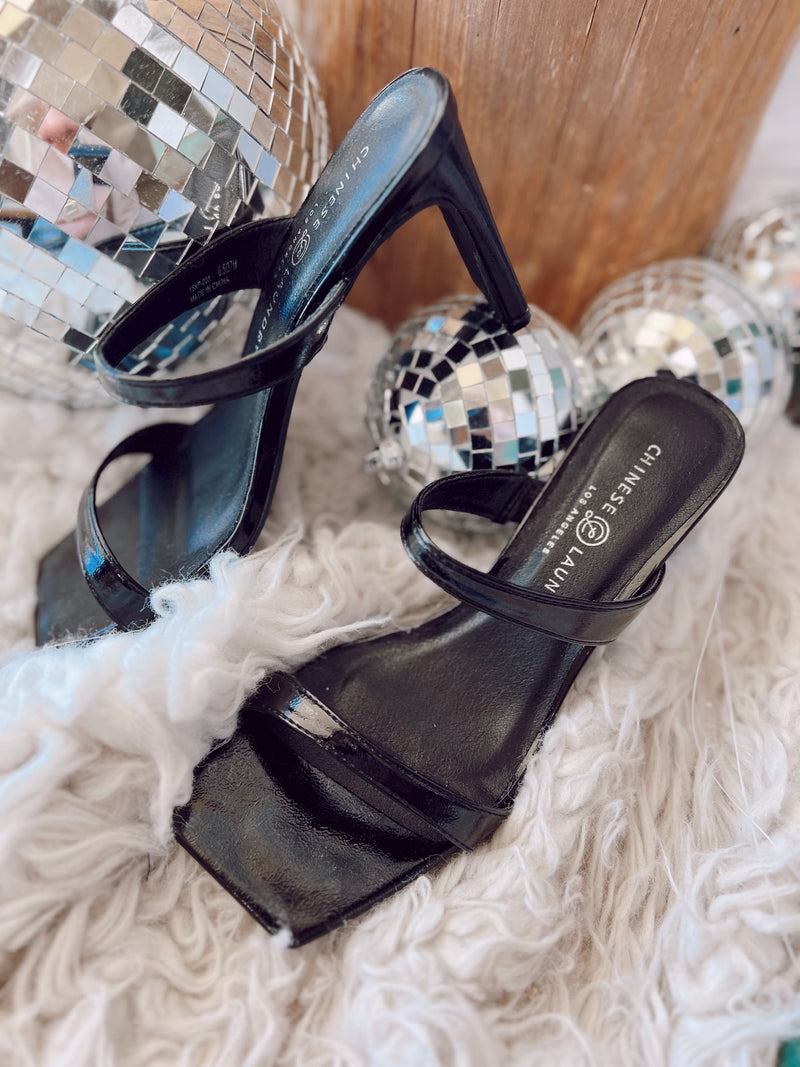 Yaya Black Strappy Heels