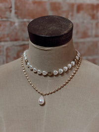 Sweetheart Luster Heart Pearl Necklace - Gold