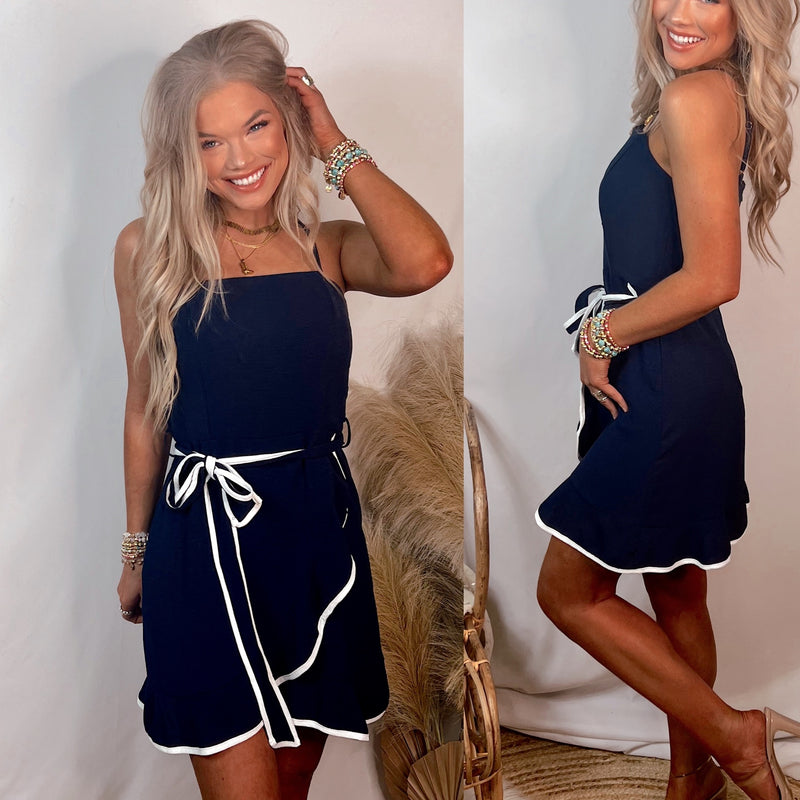 Cruise With Me Contrast Navy Dress