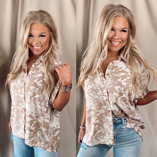 Sandy Printed Button Up Blouse