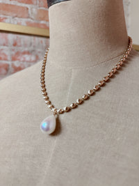 Golden Empress Beaded Necklace w/ Pearl + Earrings