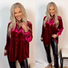 Warm Embrace Velvet Button Down Tunic - Ruby