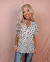 Detailed & Dotted Printed Jacquard Detailed Blouse