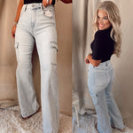 Cool Girl Cargo High Rise Wide Leg Jeans