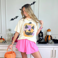 Pumpkin Patchwork Printed Jack O Lantern Graphic Tee