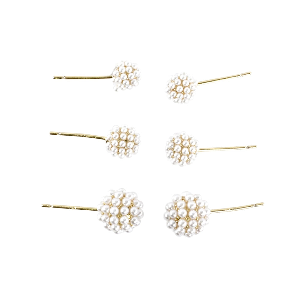 14K Gold Dipped Premium Cluster Pearls Stud Earring Set