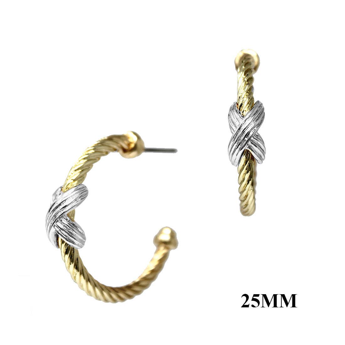 Intertwined Mixed Metals Gold + Silver Hoop Earrings