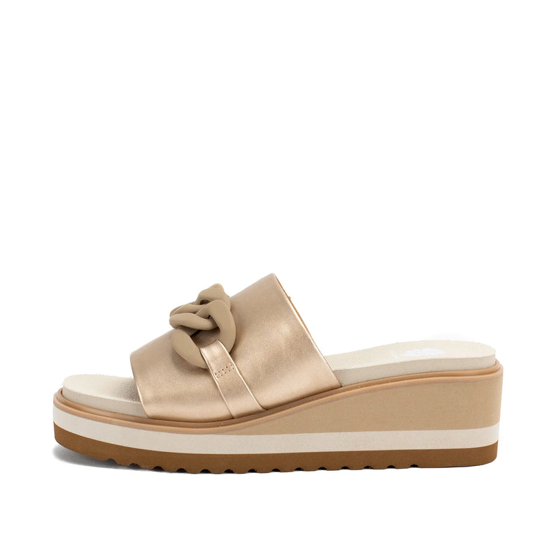 Alora Gold Wedge Slides