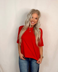 Crush Hour Knit Short Sleeve Top - Red