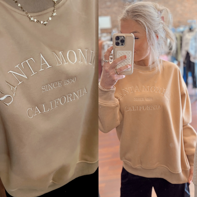 Santa Monica Embroidered Graphic Pullover Sweater