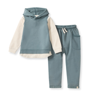 Kids Two-Toned 2-Piece Acid Wash Sweatshirt & Pants Outfit Set
