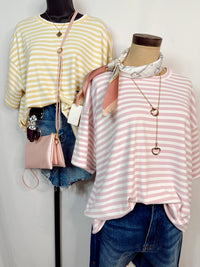 Lemon Drop Oversized Striped Super Soft Top -- PINK