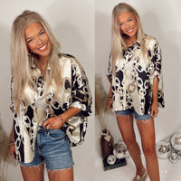 Linked Up Satin Printed Oversized Blouse