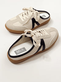 MIA Baron Off White + Black Slip On Mule Sneakers