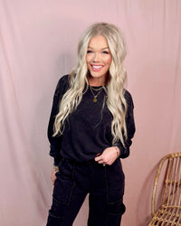 Wear-on-Repeat Mineral Wash Oversized Pullover - Black