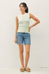 Perfect Pinstripe Knit Tank - Sage