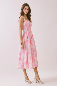 Strawberry Sonnet Floral Printed Midi Dress