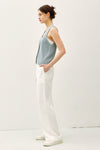 Vintage Blue Knit Button Up Vest