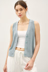 Vintage Blue Knit Button Up Vest