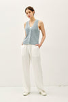 Vintage Blue Knit Button Up Vest