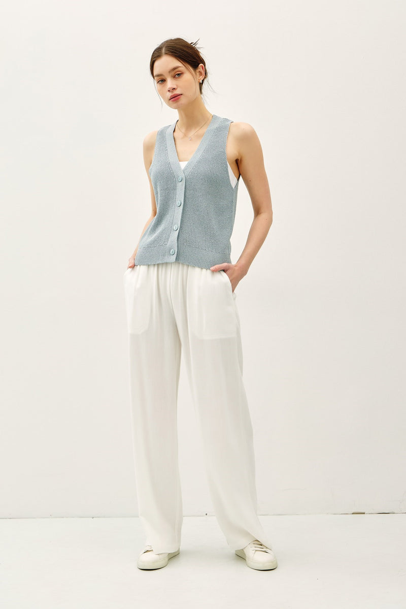 Vintage Blue Knit Button Up Vest