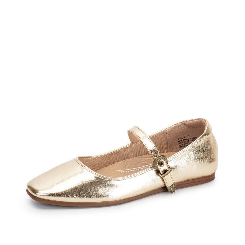 Yellow Box Collin Mary Jane Flat - Gold