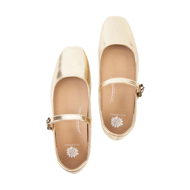 Yellow Box Collin Mary Jane Flat - Gold