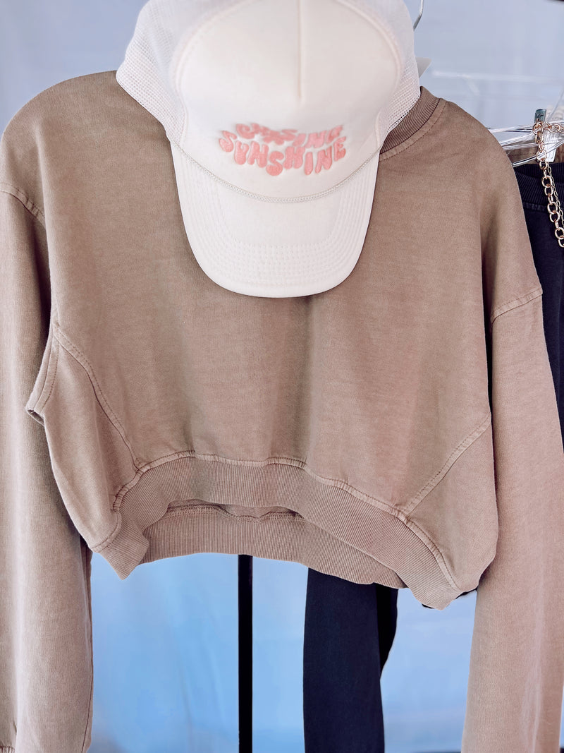 Simply Cropped Sweatshirt- Mocha