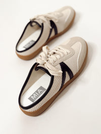MIA Baron Off White + Black Slip On Mule Sneakers