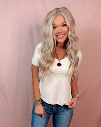Everyday Butter Soft Scoop Neck Short Sleeve Top - White Pearl