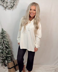 On The Go Oversized Hooded Tunic - Cream