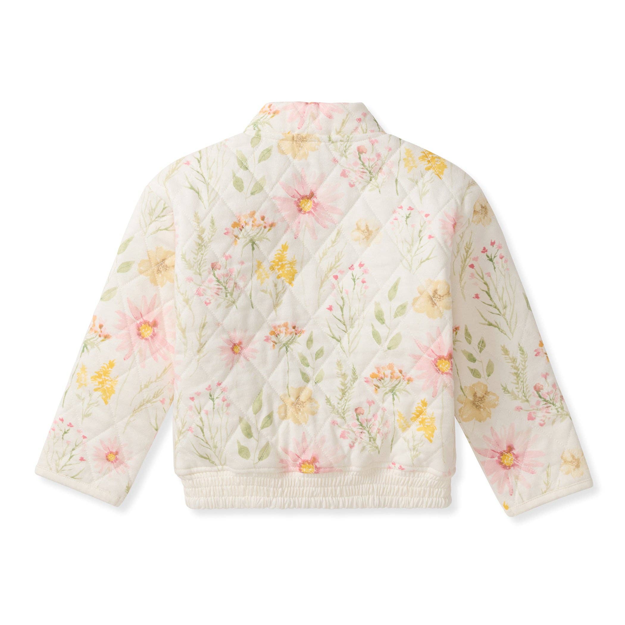 Girls Quilted Floral Print Button Up Jacket
