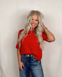 Crush Hour Knit Short Sleeve Top - Red