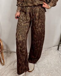 Mocha Mirage Abstract Animal Print Drawstring Pants