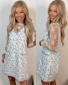 Cottage Charm Contrast Floral Dress - Blue