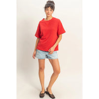 Love Language Essential Basic Knit Top - Red