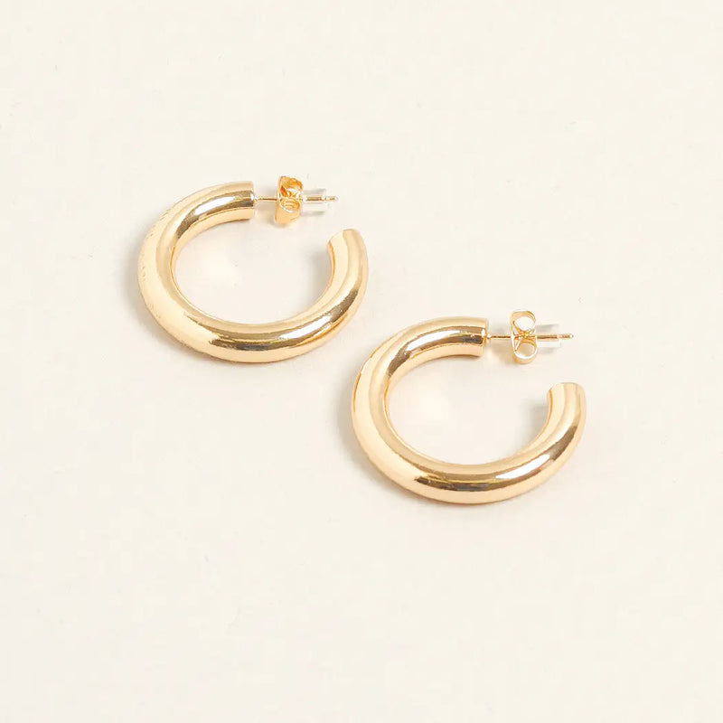 14K Gold Dipped Everyday Essential 1" Thicker Hoop Earrings