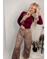 Wyoming Whitetail Fawn Printed Denim Barrel Jeans