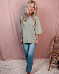 Soft Standard Vintage Inspired Oversized Tee - Sage Green