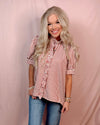 Sweet as Cinnamon Striped Ruffle Detailed Blouse - Rust