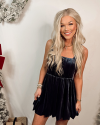 Manhattan at Midnight Velvet Bubble Dress