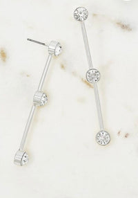 Triple Shine Linear Gold Dangle Earrings
