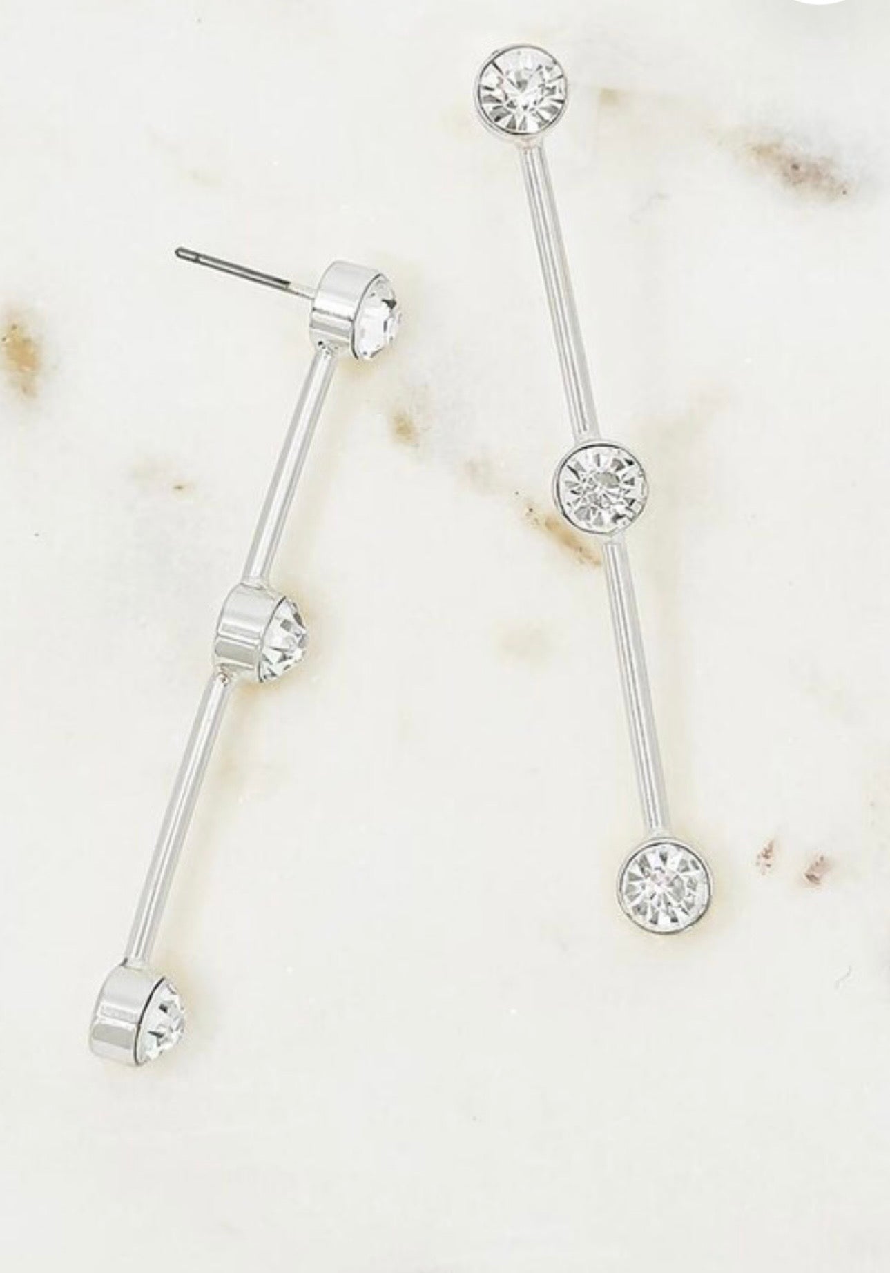 Triple Shine Linear Gold Dangle Earrings