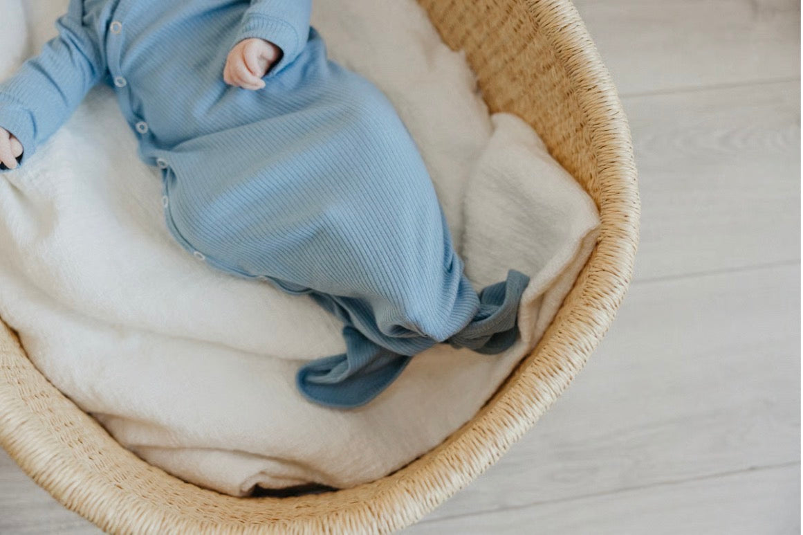 Copper Pearl Newborn Knotted Gown - Atlantic