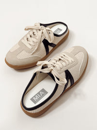 MIA Baron Off White + Black Slip On Mule Sneakers