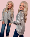 Linear Muse Striped Button Down Top - Black