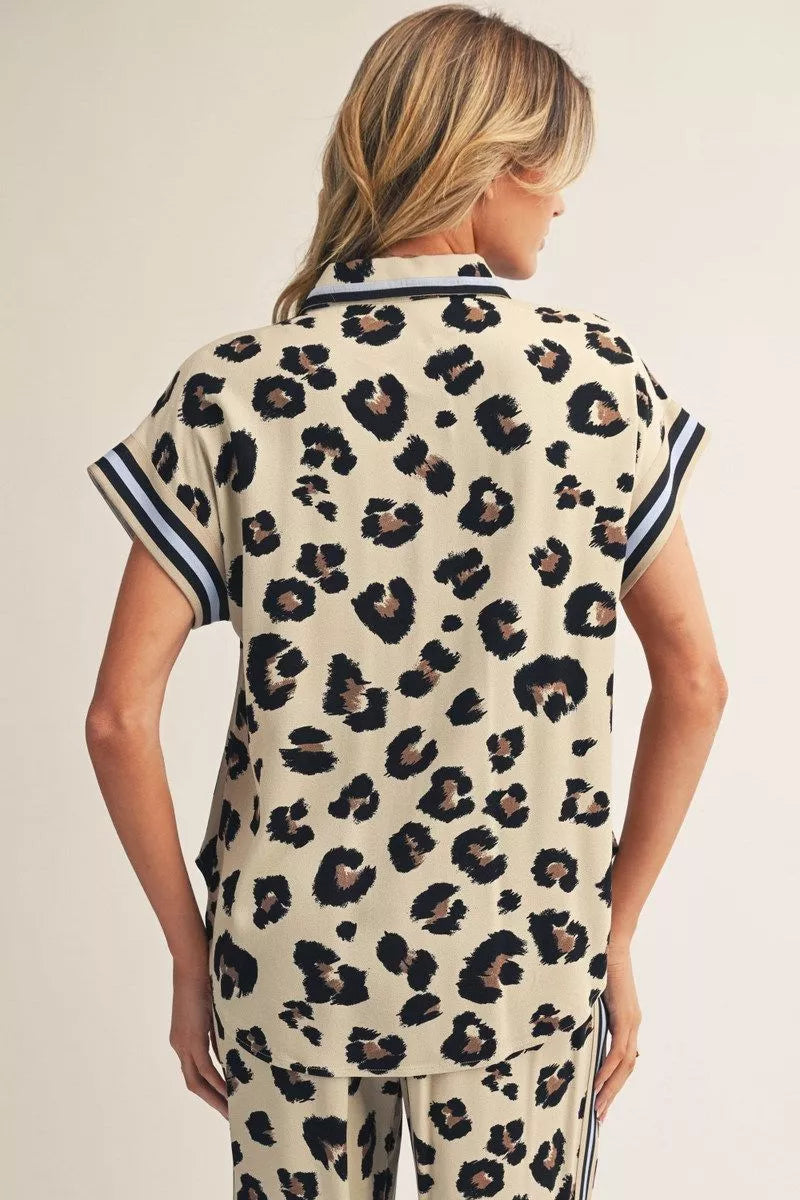 Wildcard Weekend Leopard Printed Button Up Top