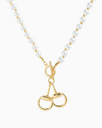 Pearl Beaded Double Horesbit Toggle 16" Necklace