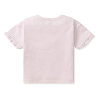 Girls Light Pink Drop Shoulder Ruffle T-Shirt